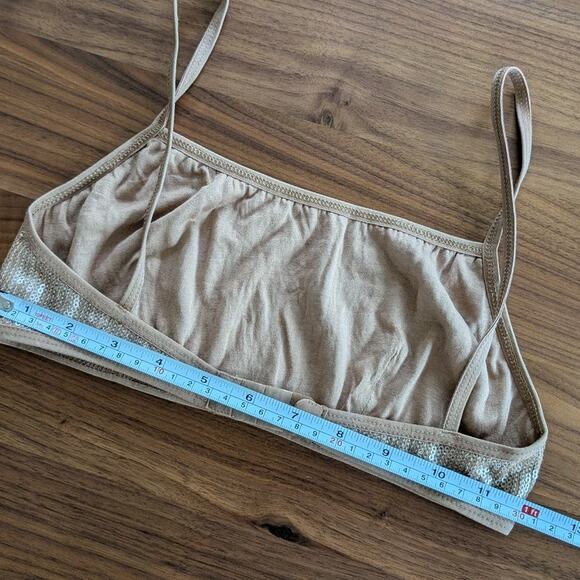 Chan Luu Nude Brown Sequin Cotton Bra Bralette, size 2 - Picture 4 of 5